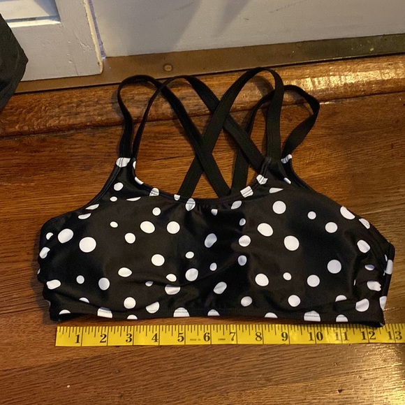 NWOT Yonique SM Black & White Polka Dot 3 Piece Tankini - Picture 9 of 16